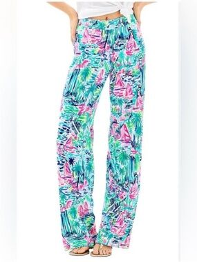 Lilly Pulitzer Lorena Breezy Palazzo Pant Multi Salt in the Air XS